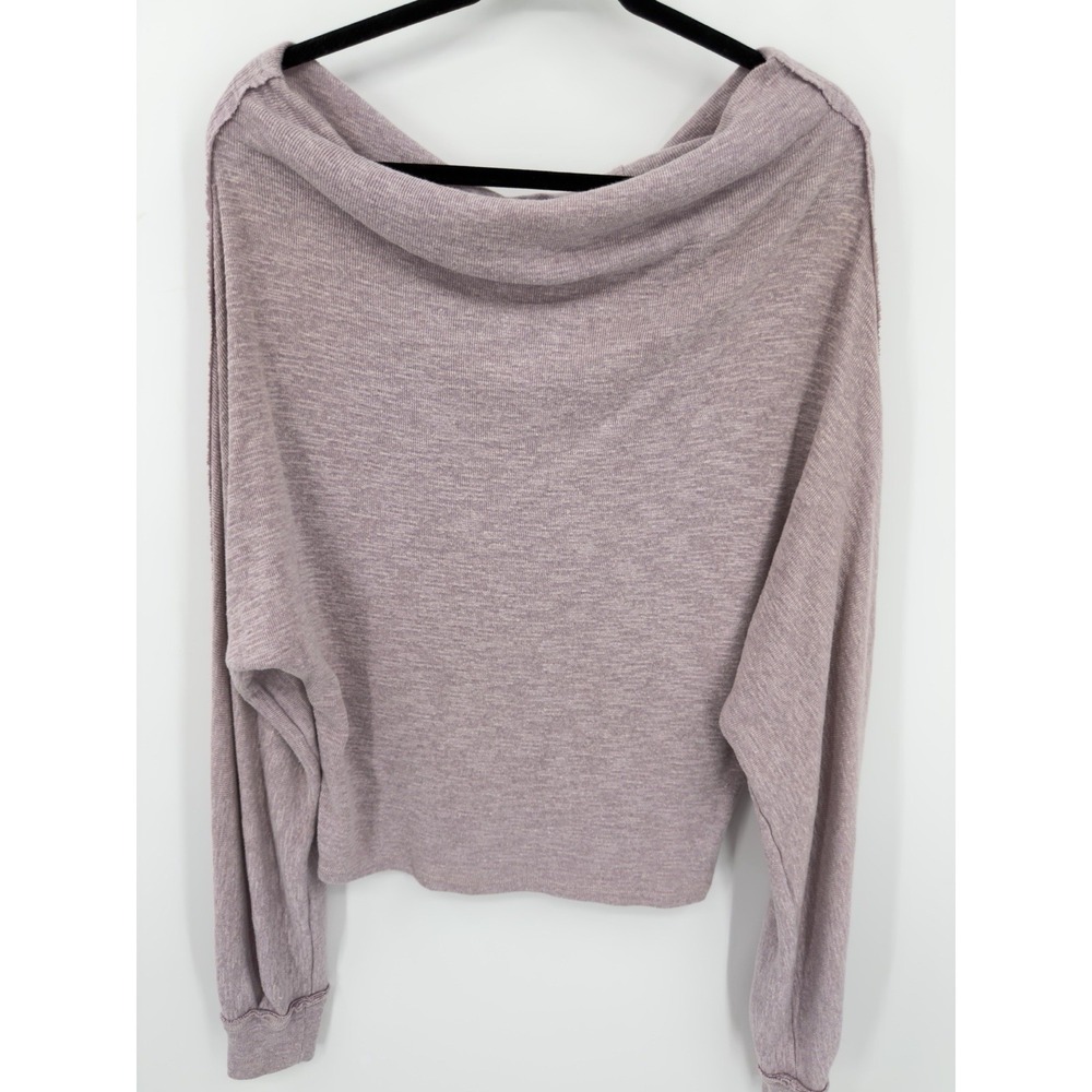Free People We The Free Sz M Skyline Thermal Top Off Shoulder Slouchy Lavender